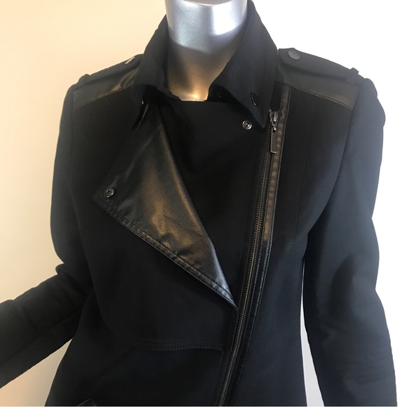 Promod Black Trench Style Long Jacket US 8 Medium - Picture 9 of 16